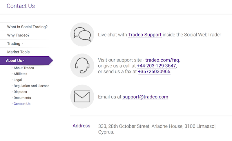 Tradeo support